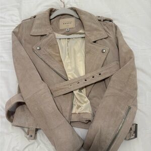 Blank NYC Taupe Suede Leather Jacket